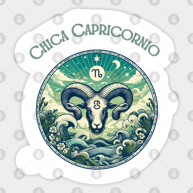 "Capricorn Spanish Cosmic Elegance"- Zodiac Horoscope Star Signs Sticker by stickercuffs